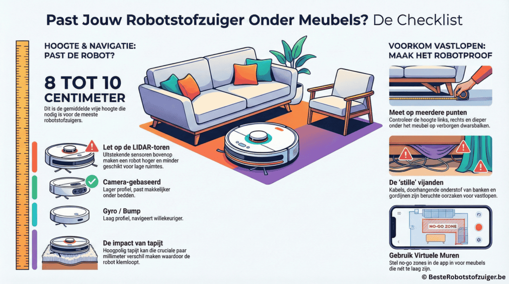 Past jouw robotstofzuiger onder meubels? © BesteRobotstofzuiger.be