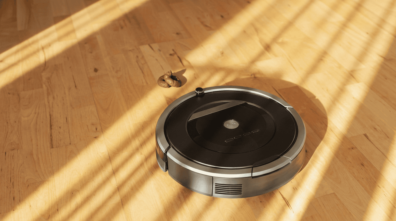 Wat doet een robotstofzuiger als er kaka van de hond ligt?